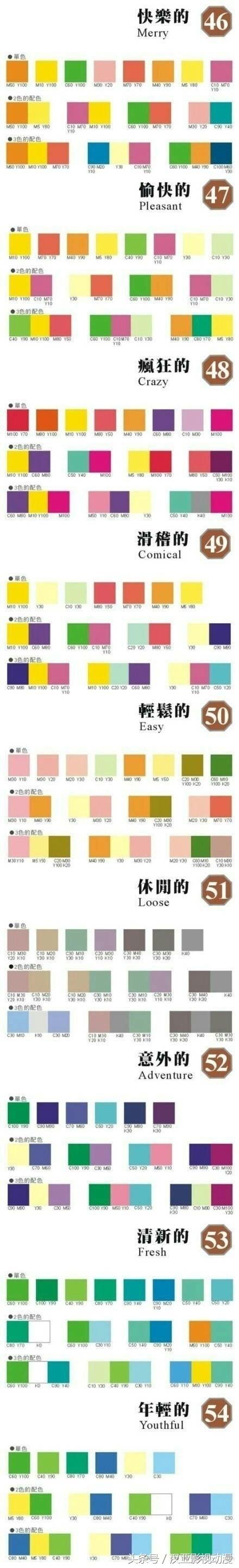 超全的設(shè)計配色和穿衣搭配色彩表，你用對顏色了嗎？